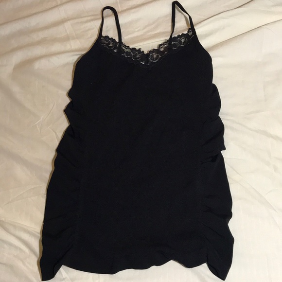 Connection 18 Tops - Black Tank Top with Lace and Ruffle Sides